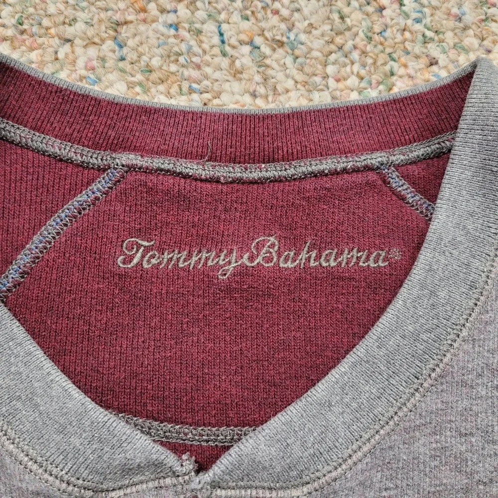Tommy Bahama Sweatshirt Mens XL Grey Reversible Split Neck Pullover Knit Sweater